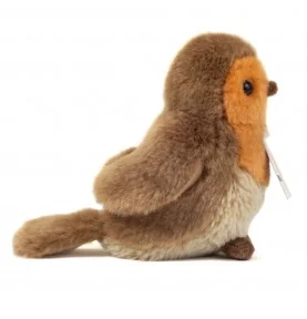 Peluche rouge-gorge - 15 cm signée Teddy Hermann, vue de profil
