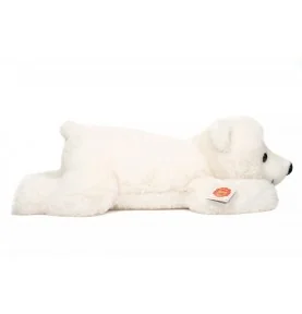 Peluche ours polaire couché - 45 cm signée Teddy Hermann, vue de profil Peluche ours polaire couché - 45 cm signée Teddy Hermann, vue de profil