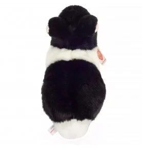 Peluche lapin noir et blanc - 23 cm signée Teddy Hermann, vue de dos