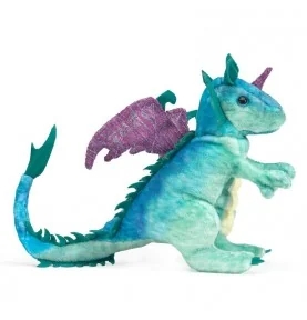 Marionnette Mini Dragon signée Folkmanis, vue de profil Marionnette Mini Dragon signée Folkmanis, vue de profil