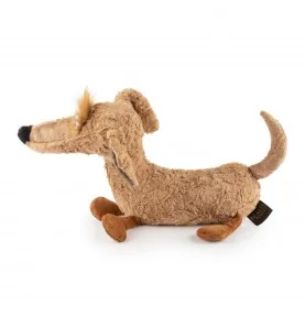 Peluche teckel "Sausage Schorschi" signée Sigikid, vue de profil Peluche teckel "Sausage Schorschi" signée Sigikid, vue de profil