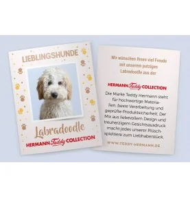 Etiquette de la Peluche labradoodle assis - 28 cm signée Teddy Hermann