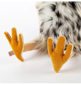 Peluche oiseau "Tobago Tom" signé Sigikid, gros plan sur les pattes