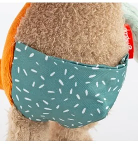 Doudou kangourou Patchwork Sweety signé Sigikid, gros plan sur la poche