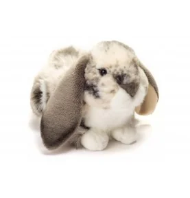 Peluche lapin bélier gris et blanc - 30 cm signée Teddy Hermann