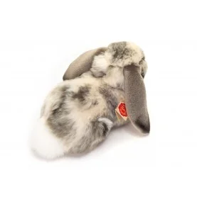 Peluche lapin bélier gris et blanc - 30 cm signée Teddy Hermann, vue de dos