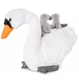 Peluche cygne avec bébés - 24 cm signée Uni-Toys, vue de profil