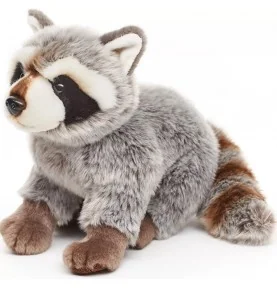 Peluche raton laveur assis - 25 cm signée Uni-Toys, vue de profil Peluche raton laveur assis - 25 cm signée Uni-Toys, vue de profil