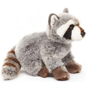 Peluche raton laveur assis - 25 cm signée Uni-Toys, vue de profil Peluche raton laveur assis - 25 cm signée Uni-Toys, vue de profil