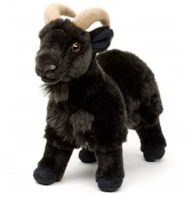 Peluche chèvre de montagne noire - 29 cm signée Uni-Toys, vue de face Peluche chèvre de montagne noire - 29 cm signée Uni-Toys, vue de face