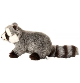 Peluche raton laveur - 23 cm signée Uni-Toys, vue de profil Peluche raton laveur - 23 cm signée Uni-Toys, vue de profil