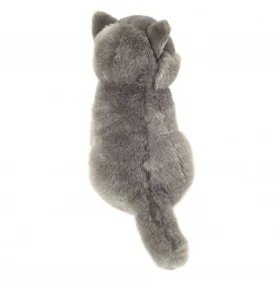 Peluche chat chartreux assis - 20 cm signée Teddy Hermann, vue de profil, vue de dos Peluche chat chartreux assis - 20 cm signée Teddy Hermann, vue de profil, vue de dos