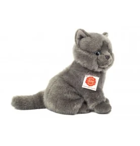 Peluche chat chartreux assis - 20 cm signée Teddy Hermann, vue de profil Peluche chat chartreux assis - 20 cm signée Teddy Hermann, vue de profil