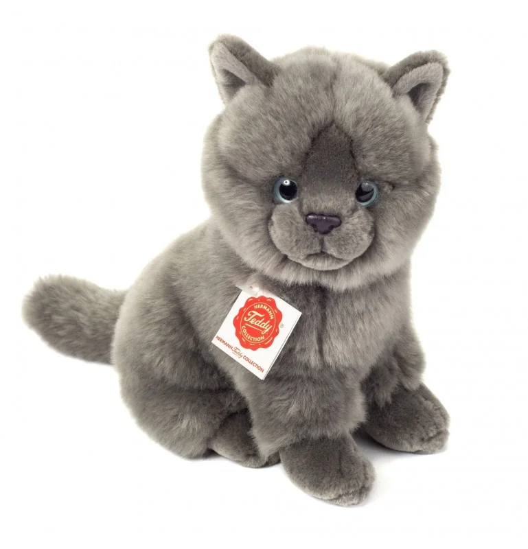 Peluche chat chartreux assis - 20 cm signée Teddy Hermann Peluche chat chartreux assis - 20 cm signée Teddy Hermann