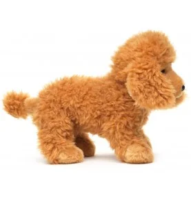 Peluche caniche marron clair - 30 cm signée Uni-Toys, vue de profil