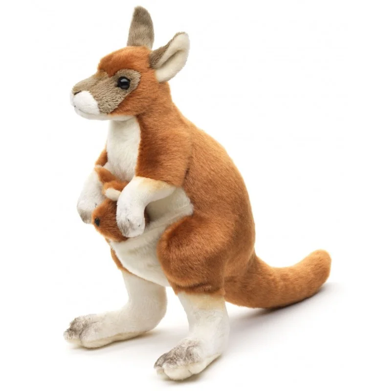 Peluche kangourou avec bébé - 23 cm signée Uni-Toys Peluche kangourou avec bébé - 23 cm signée Uni-Toys