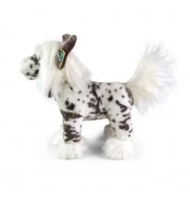 Peluche chien chinois à crête - 25 cm, vue de profil Peluche chien chinois à crête - 25 cm, vue de profil