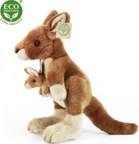 Peluche kangourou avec bébé - 27 cm, vue de profil Peluche kangourou avec bébé - 27 cm, vue de profil