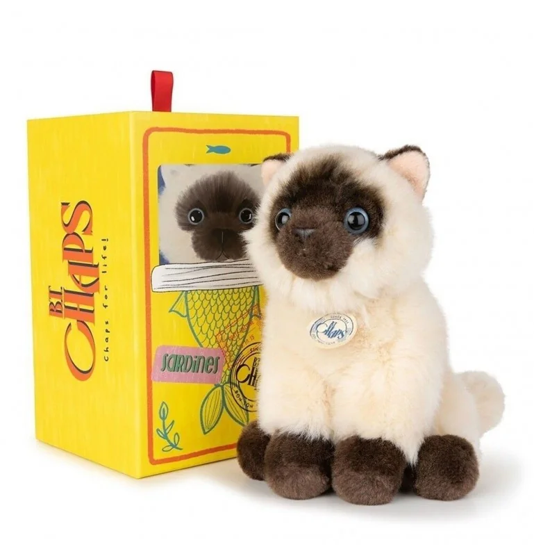 Peluche chat siamois Eddie en boîte cadeau - 17 cm
