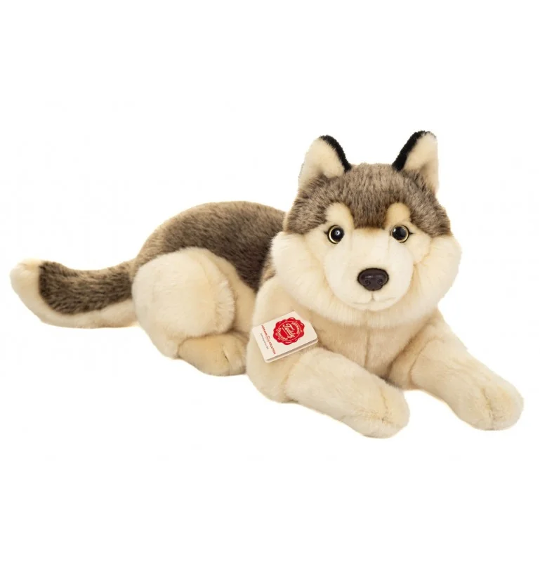 Peluche loup couché - 40 cm signée Teddy Hermann