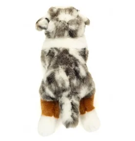 Peluche berger australien couché - 40 cm signée Teddy Hermann, vue de dessus Peluche berger australien couché - 40 cm signée Teddy Hermann, vue de dessus