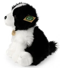 Peluche border collie assis - 30 cm, vue de profil Peluche border collie assis - 30 cm, vue de profil