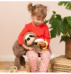 Jeune fille jouant avec Peluche paresseux Helge - 48 cm signée Teddy Hermann