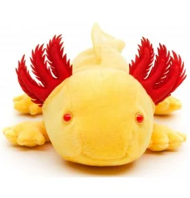 Peluche axolotl jaune - 32 cm, vue de face