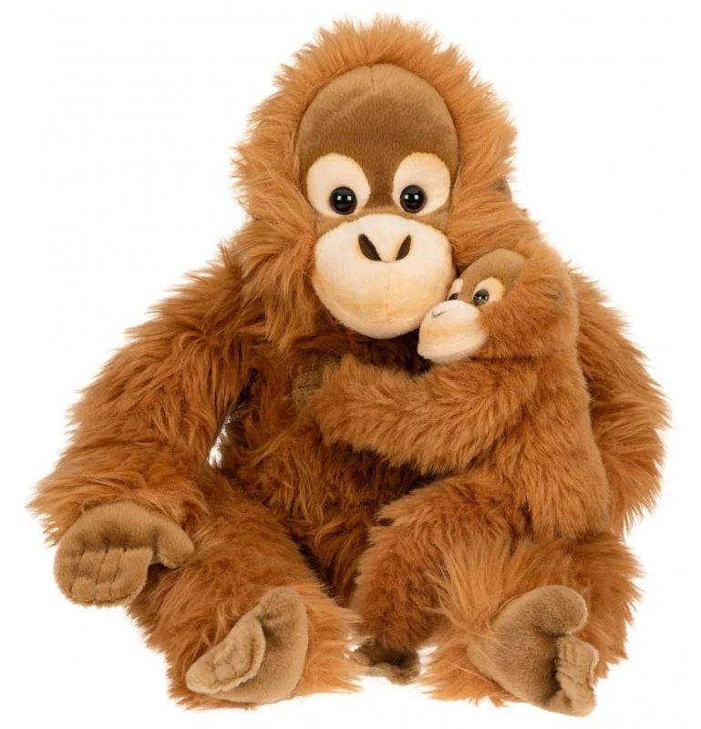 Peluche orang-outan avec bébé, assis - 30 cm Peluche orang-outan avec bébé, assis - 30 cm