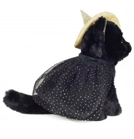 Peluche Halloween chat noir - 20 cm signée TEDDY HERMANN, vue de profil Peluche Halloween chat noir - 20 cm signée TEDDY HERMANN, vue de profil