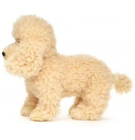 Peluche caniche abricot - 30 cm, vue de profil Peluche caniche abricot - 30 cm, vue de profil