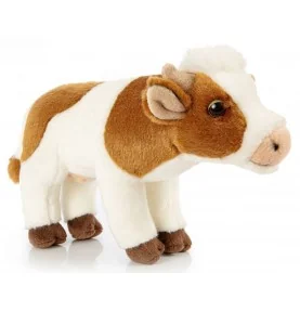 Peluche vache blanc-marron - 27 cm signée Uni-Toys