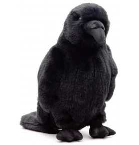 Peluche corbeau noir - 23 cm, vue de face