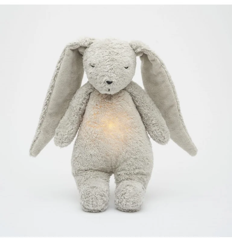Peluche veilleuse lapin nature bio - gris signée Moonie
