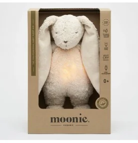 Peluche veilleuse lapin nature bio - sable signée Moonie, dans son carton Peluche veilleuse lapin nature bio - sable signée Moonie, dans son carton