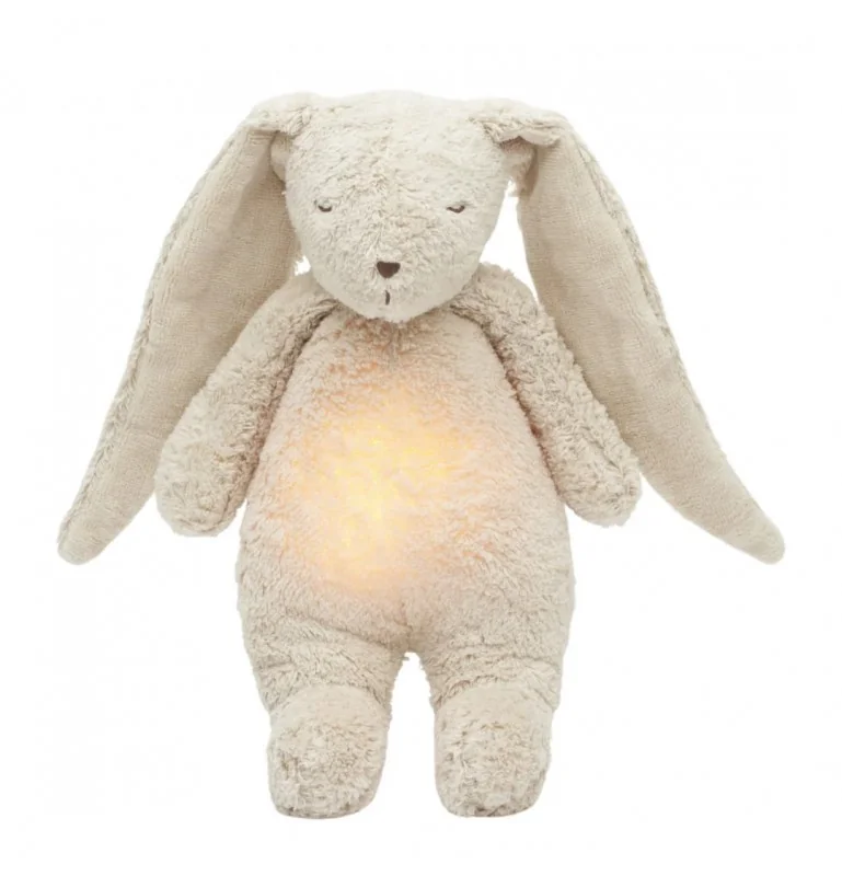 Peluche veilleuse lapin nature bio - sable signée Moonie Peluche veilleuse lapin nature bio - sable signée Moonie