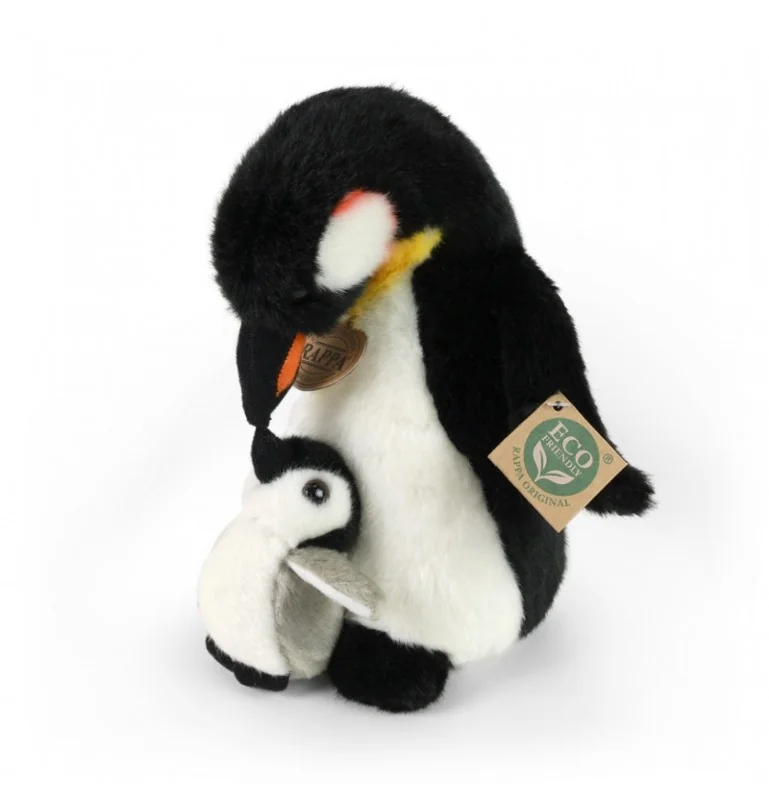 Peluche pingouin avec bébé - 22 cm signée Rappa Peluche pingouin avec bébé - 22 cm signée Rappa