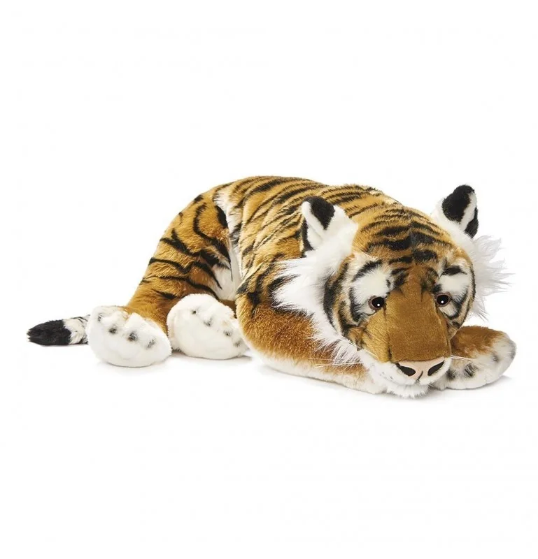 Peluche tigré brun couché - 70 cm signée Anima Peluche tigré brun couché - 70 cm signée Anima