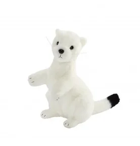 Peluche hermine blanche dressée - 23 cm signée Anima