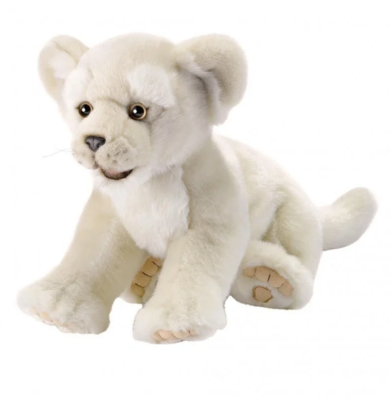 Peluche lionceau blanc couché - 32 cm signée Anima Peluche lionceau blanc couché - 32 cm signée Anima