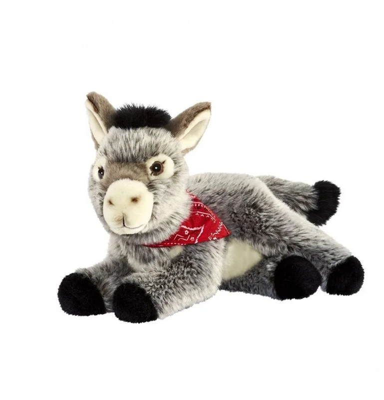 Peluche âne couché avec bandana - 24 cm signée Anima Peluche âne couché avec bandana - 24 cm signée Anima