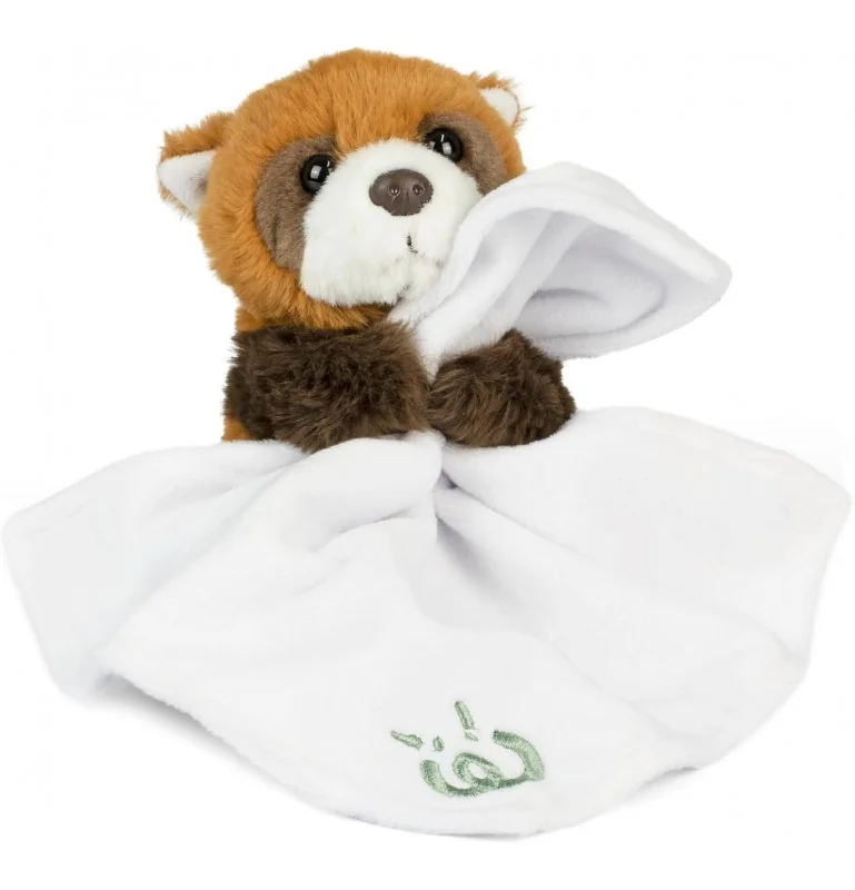 Peluche doudou bébé panda roux avec mouchoir signée living Nature