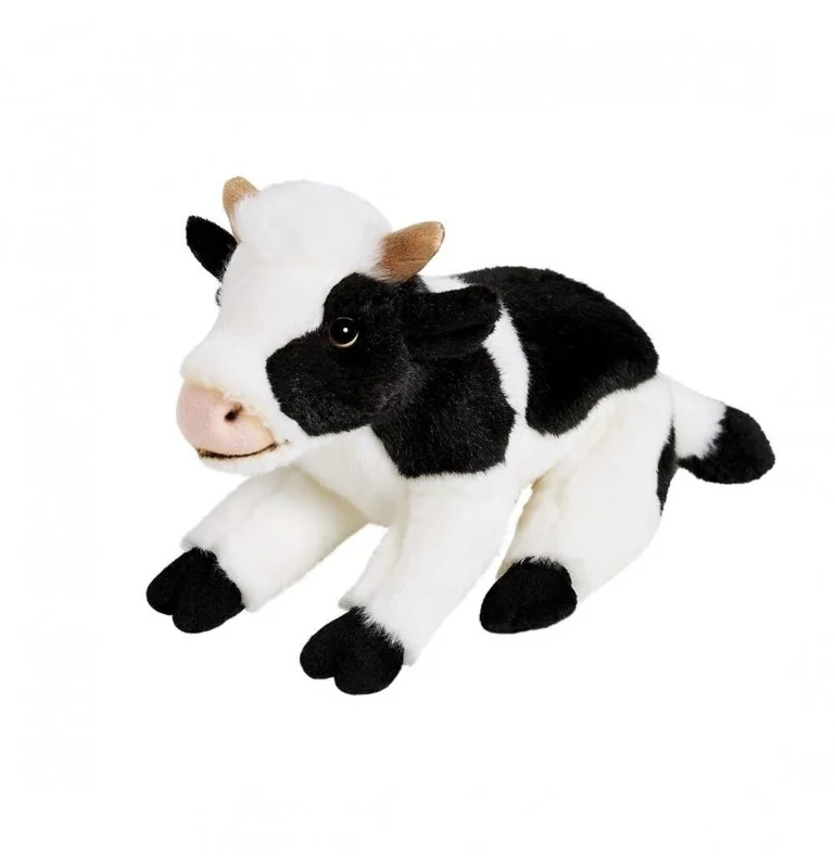 Peluche vache noire et blanche - 26 cm signée Anima