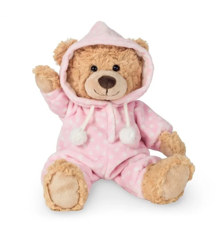 Peluche ours en pyjama rose - 30 cm signée Teddy Hermann