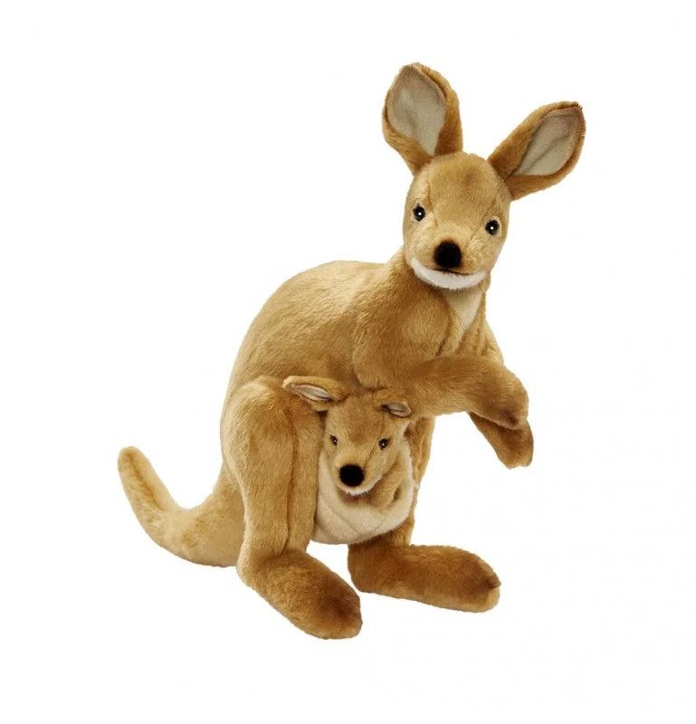 Peluche Wallaby avec bebe - 38 cm signée HANSA Creation Peluche Wallaby avec bebe - 38 cm signée HANSA Creation