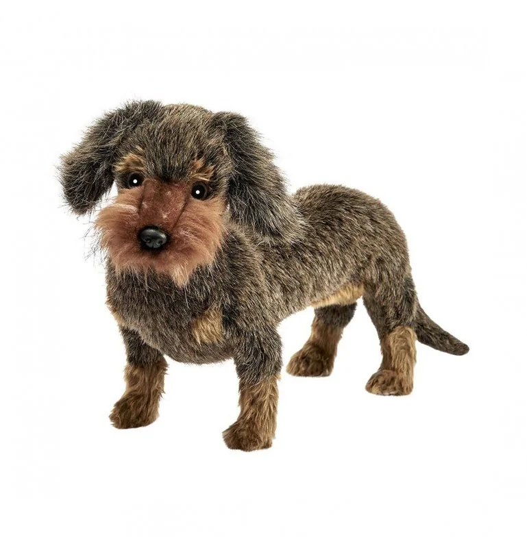 Peluche teckel à poil dur - 30 cm signée Hansa Creation