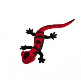Peluche salamandre noire et rouge - 38 cm signée Hansa Creation