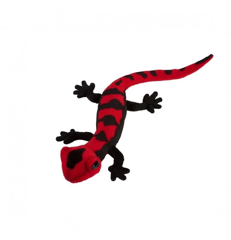 Peluche salamandre noire et rouge - 38 cm signée Hansa Creation