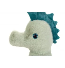 Peluche hippocampe vert Melba - 23 cm signée Teddy Hermann, gros plan sur la tête Peluche hippocampe vert Melba - 23 cm signée Teddy Hermann, gros plan sur la tête