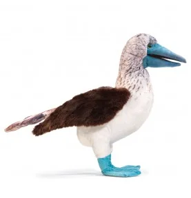 Marionnnette fou à pieds bleus signée Folkmanis, vue de profil